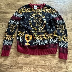 Game of Thrones Ugly Christmas Sweater I Drink and I Know‎ Things Size Medium